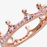 925 Silver Princess Tiara Crown Love Heart CZ Ring Women Engagement