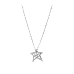 S925 Sterling Silver Asymmetric Star Earrings Necklace Set