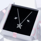 S925 Sterling Silver Asymmetric Star Earrings Necklace Set
