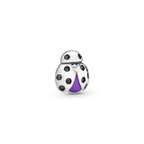 925 Silver Purple Enamel Ladybug Floating Box Small Element