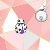 925 Silver Purple Enamel Ladybug Floating Box Small Element