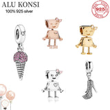 925 Sterling Silver Beads Ice Cream & Robots for Charm Bracelet