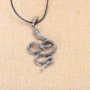 10cps Punk Snake Pendant Necklace Silver Men Women Statement Necklace