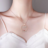 Mosaic Carved Name Diamond Mom Ring Bead Necklace