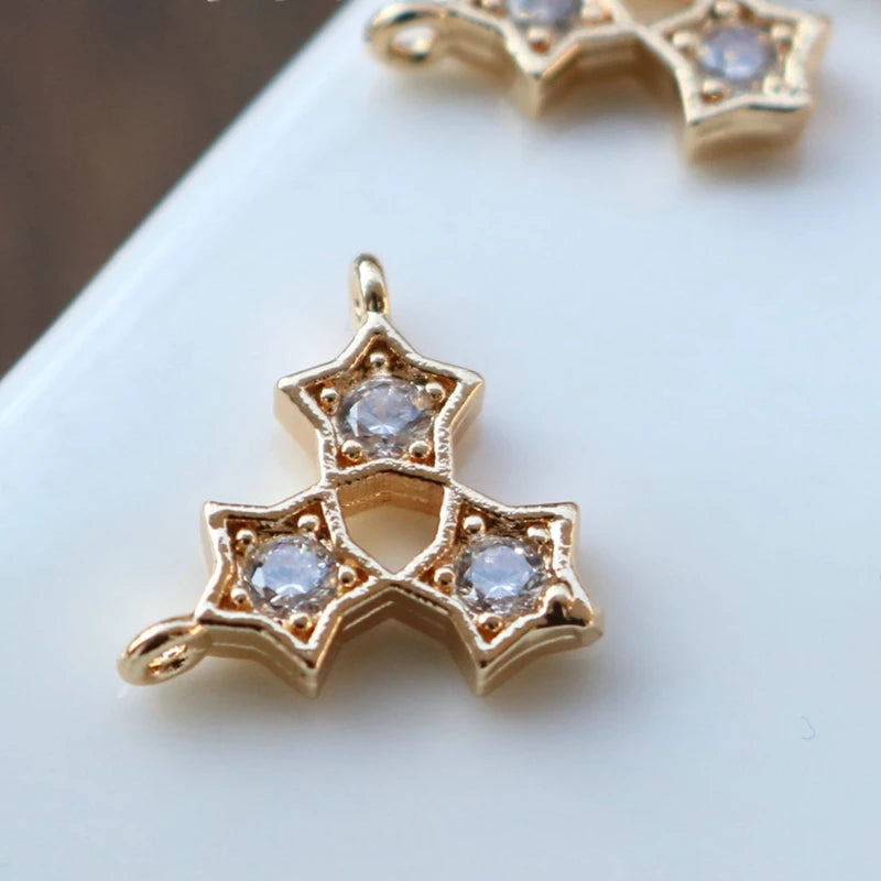 14K Gold Plated Zircon Star Style Pendant Charms