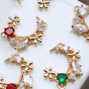 Zircon Moon Necklace Pendant Earring Charms DIY Jewelry Making