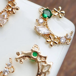 Zircon Moon Necklace Pendant Earring Charms DIY Jewelry Making