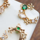 Zircon Moon Necklace Pendant Earring Charms DIY Jewelry Making