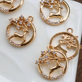 14K Plated Zircon Deer Necklace Pendant DIY Jewelry Making
