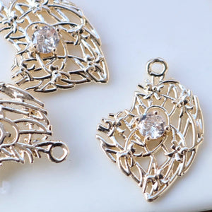 14K Gold Plated Heart Necklace Pendant Charms 16x22MM