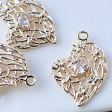 14K Gold Plated Heart Necklace Pendant Charms 16x22MM