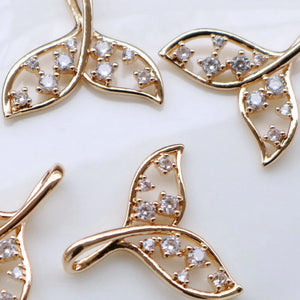 14K Gold Plated Zircon Mermaid Tail Necklace Pendant Charms