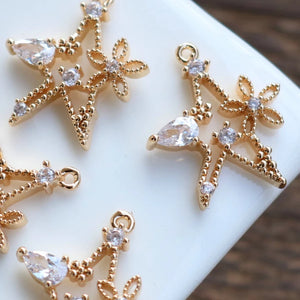 14K True Plated Zircon Star Necklace Pendant Charms DIY Jewelry Making