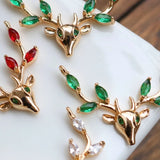 14K Plated Zircon Deer Necklace Pendant Earrings DIY Jewelry Accessory