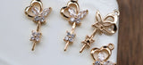 14K Gold Plated Zircon Key Necklace Pendant DIY Jewelry Making