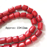 Red Coral Cylindrical Beads 5pc/bag for DIY Earrings Bracelet