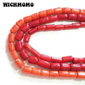 16*13MM Red Coral Cylindrical Beads 5pcs DIY Necklace Bracelet