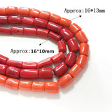 16*13MM Red Coral Cylindrical Beads 5pcs DIY Necklace Bracelet