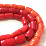 16*13MM Red Coral Cylindrical Beads 5pcs DIY Necklace Bracelet