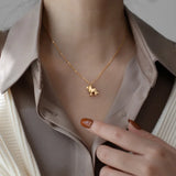 18k Plated Little Lion Small Animal Necklace Female Stainless Steel Accessory