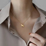18k Plated Little Lion Small Animal Necklace Female Stainless Steel Accessory