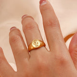 Retro Portrait Coin Ring Stainless Steel Waterproof Vintage Statement Ring