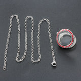 25mm Stainless Steel Red Crystal Locket Pendant Floating Women Jewelry