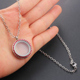 25mm Stainless Steel Red Crystal Locket Pendant Floating Women Jewelry