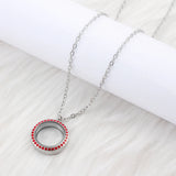 25mm Stainless Steel Red Crystal Locket Pendant Floating Women Jewelry