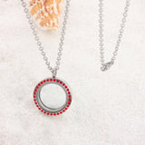 25mm Stainless Steel Red Crystal Locket Pendant Floating Women Jewelry