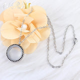 25mm Stainless Steel Magnetic Round Crystal Locket Pendant