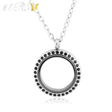 25mm Stainless Steel Magnetic Round Crystal Locket Pendant