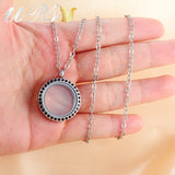 25mm Stainless Steel Magnetic Round Crystal Locket Pendant