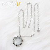 25mm Stainless Steel Magnetic Round Crystal Locket Pendant
