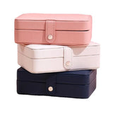 Small Leather Jewelry Box Travel Organizer Earring Ring Necklace Storage