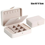 Small Leather Jewelry Box Travel Organizer Earring Ring Necklace Storage