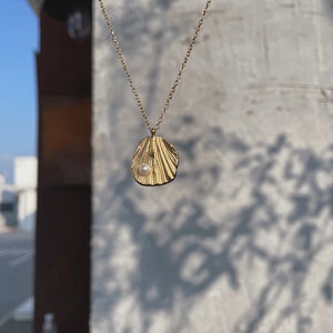 Stainless Steel Pearl Shell Pendant Necklace for Women