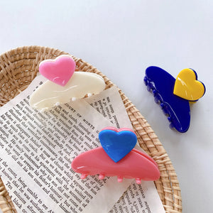 Small Pink Heart Hair Claws for Women