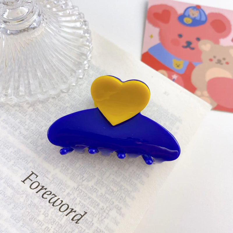 Small Pink Heart Hair Claws for Women