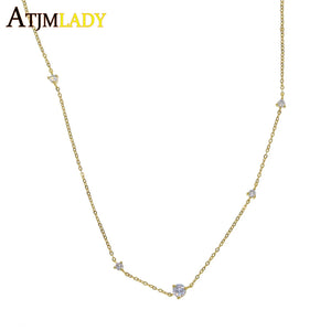 925 Sterling Silver Station Statement Pendant Necklace