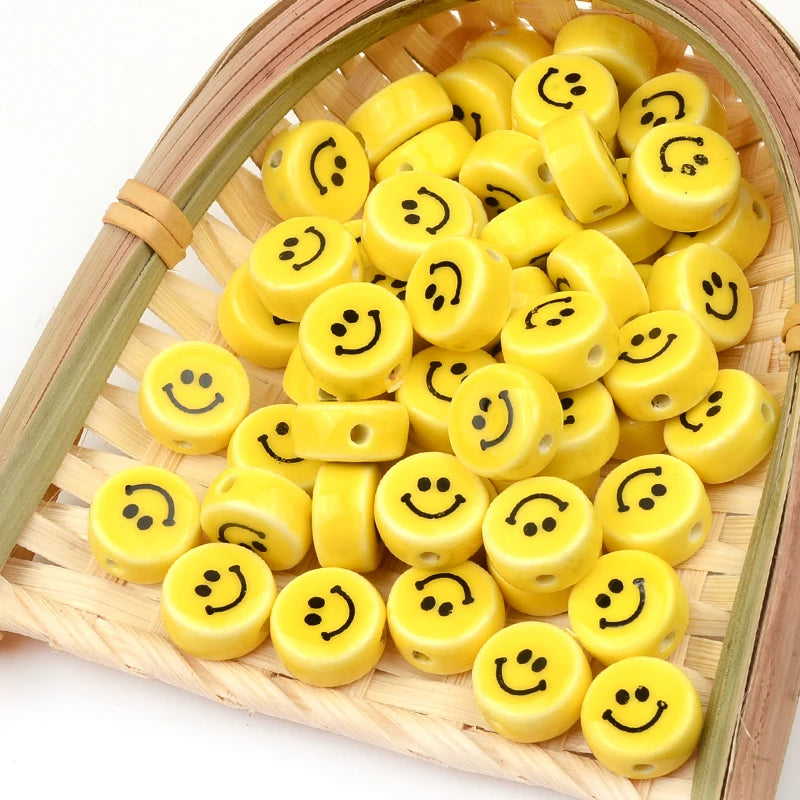 8-16mm Double Face Ceramic Smile Beads for Jewelry Making