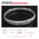925 Sterling Silver Adjustable Bracelet&Bangle For Women Wedding Charm Jewelry
