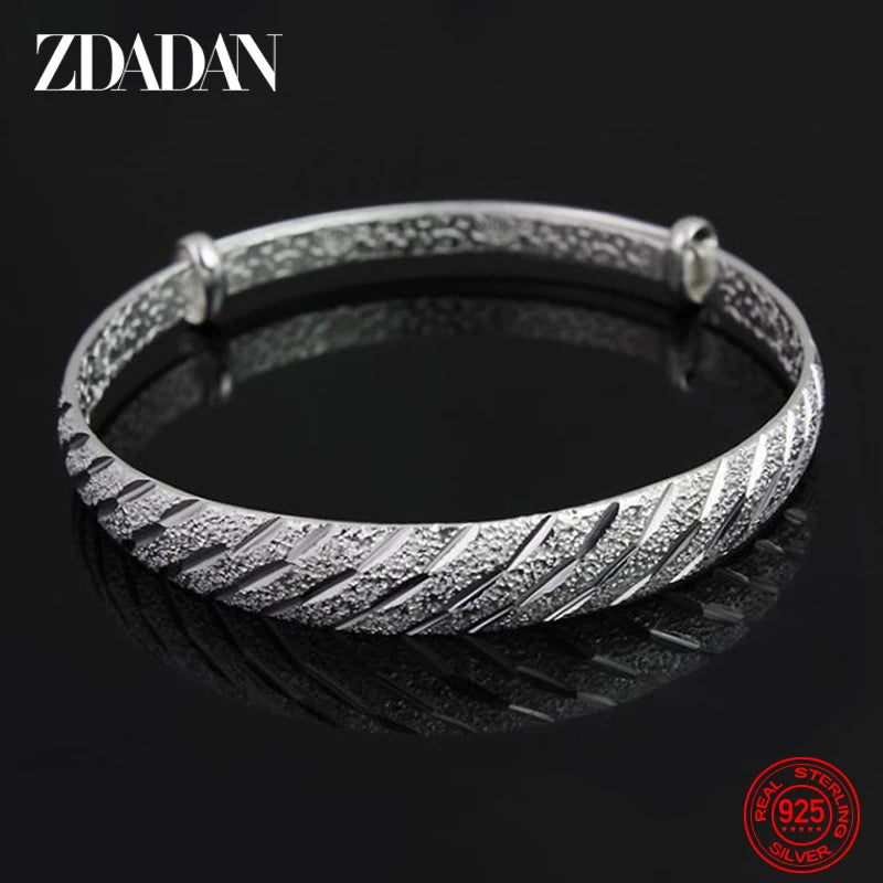 925 Sterling Silver Adjustable Bracelet&Bangle For Women Wedding Charm Jewelry