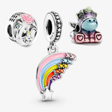 925 Silver Rainbow Unicorn Charm for Bracelet Necklace DIY Jewelry
