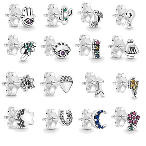 925 Sterling Silver Personalized Rose Crystal Ear Studs for Women