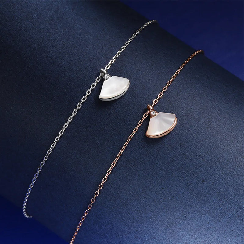 925 Silver Ladies Bracelet Pearl Shell Skirt Noble Jewelry