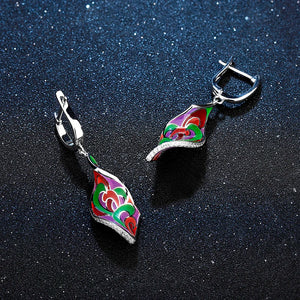 925 Silver Enamel Earrings Sexy Shape Charming Party Jewelry