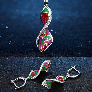925 Silver Enamel Earrings Sexy Shape Charming Party Jewelry