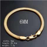 925 Silver Flat Snake Chain Bracelet 6mm