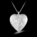 925 Silver Heart Frame Pendant Necklace DIY Jewelry Gift